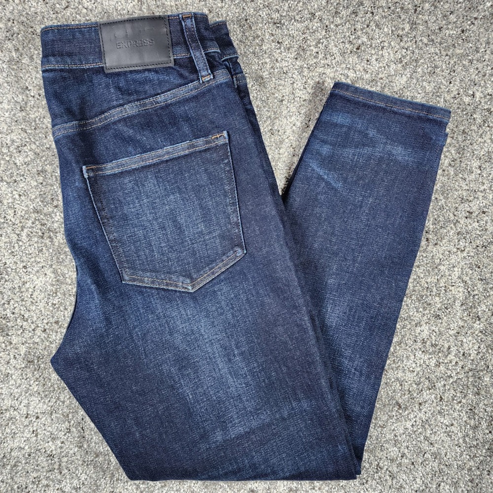 Express Jeans Mens 32x30 Athletic Skinny Ultra Hyper Stretch Dark Wash Excellent